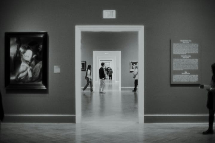 Paintings in a museum.